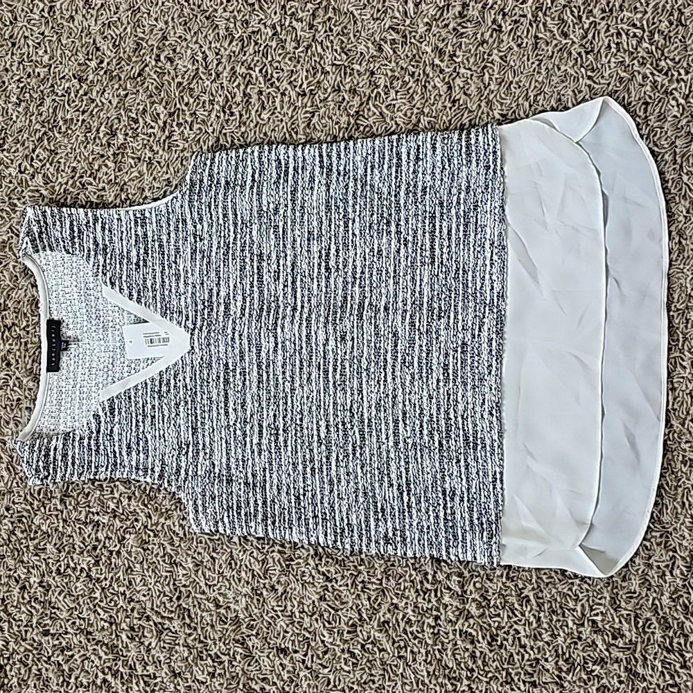 NWT Sanctuary Anthropologie Top Sleeveless Faux Layered Tweed Vneck XS Blouse